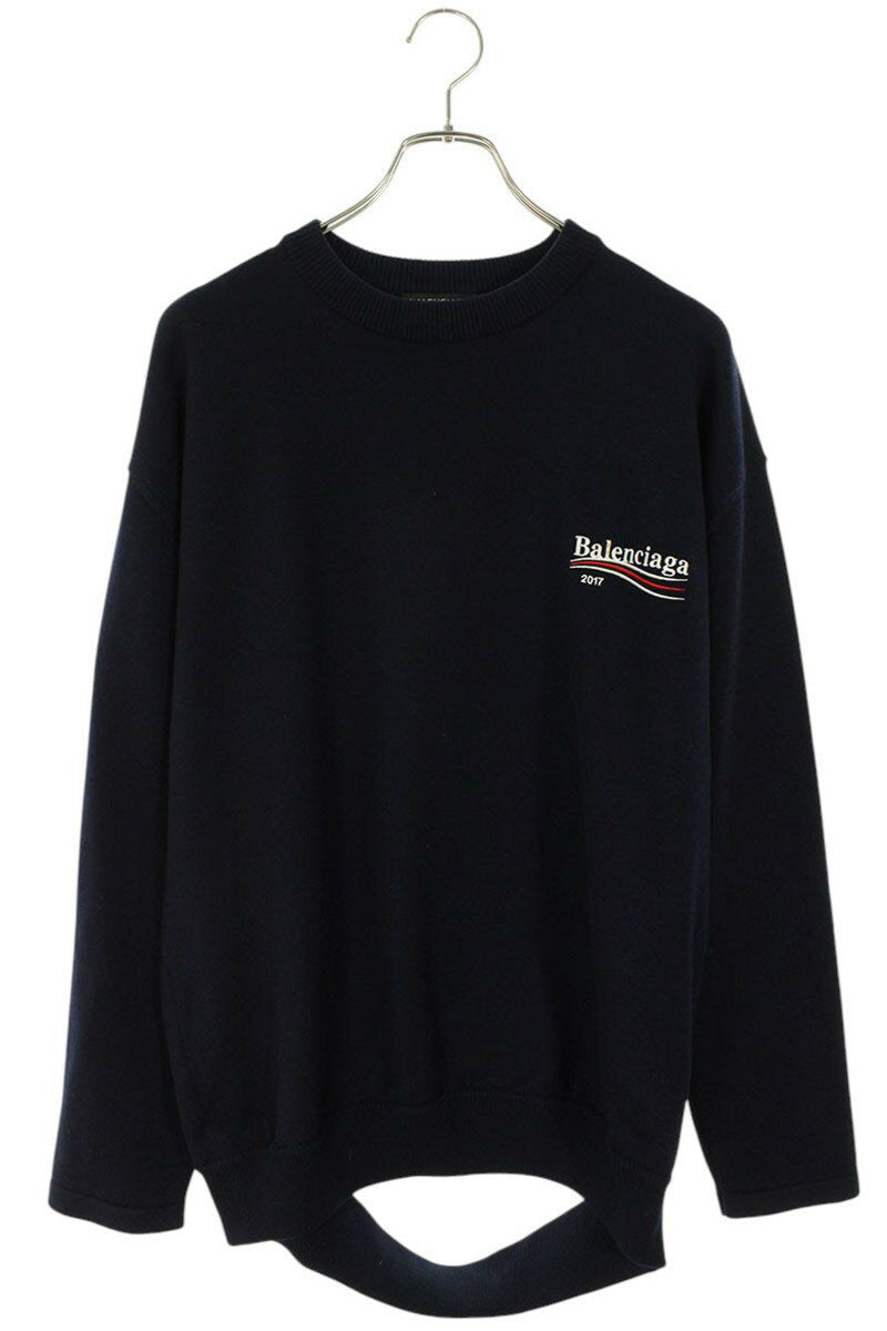 Balenciaga Logo Knit Sweater Blue Size S