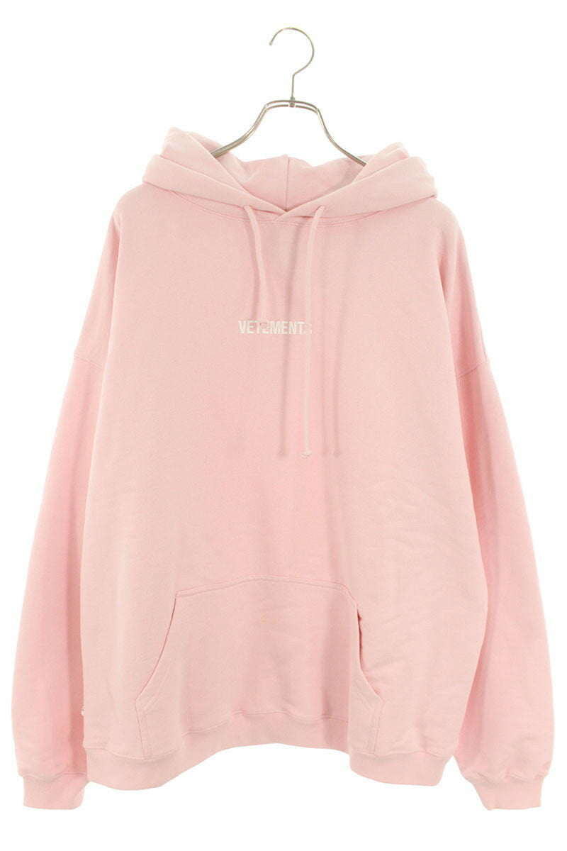 Vetements Logo Print Hoodie Pink Size L