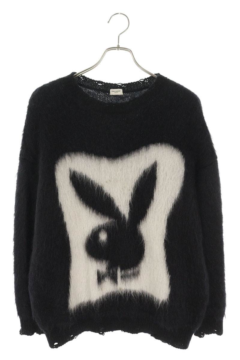 Saint Laurent Paris x Playboy Logo Knit Sweater Black Size M