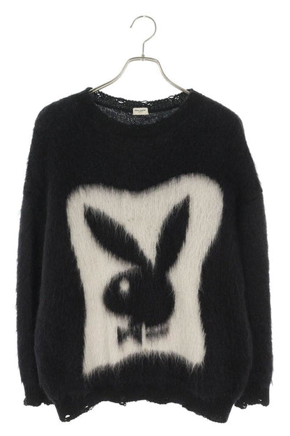 Saint Laurent Paris x Playboy Logo Knit Sweater Black Size M