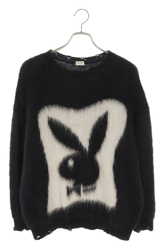Saint Laurent Paris x Playboy Logo Knit Sweater Black Size M
