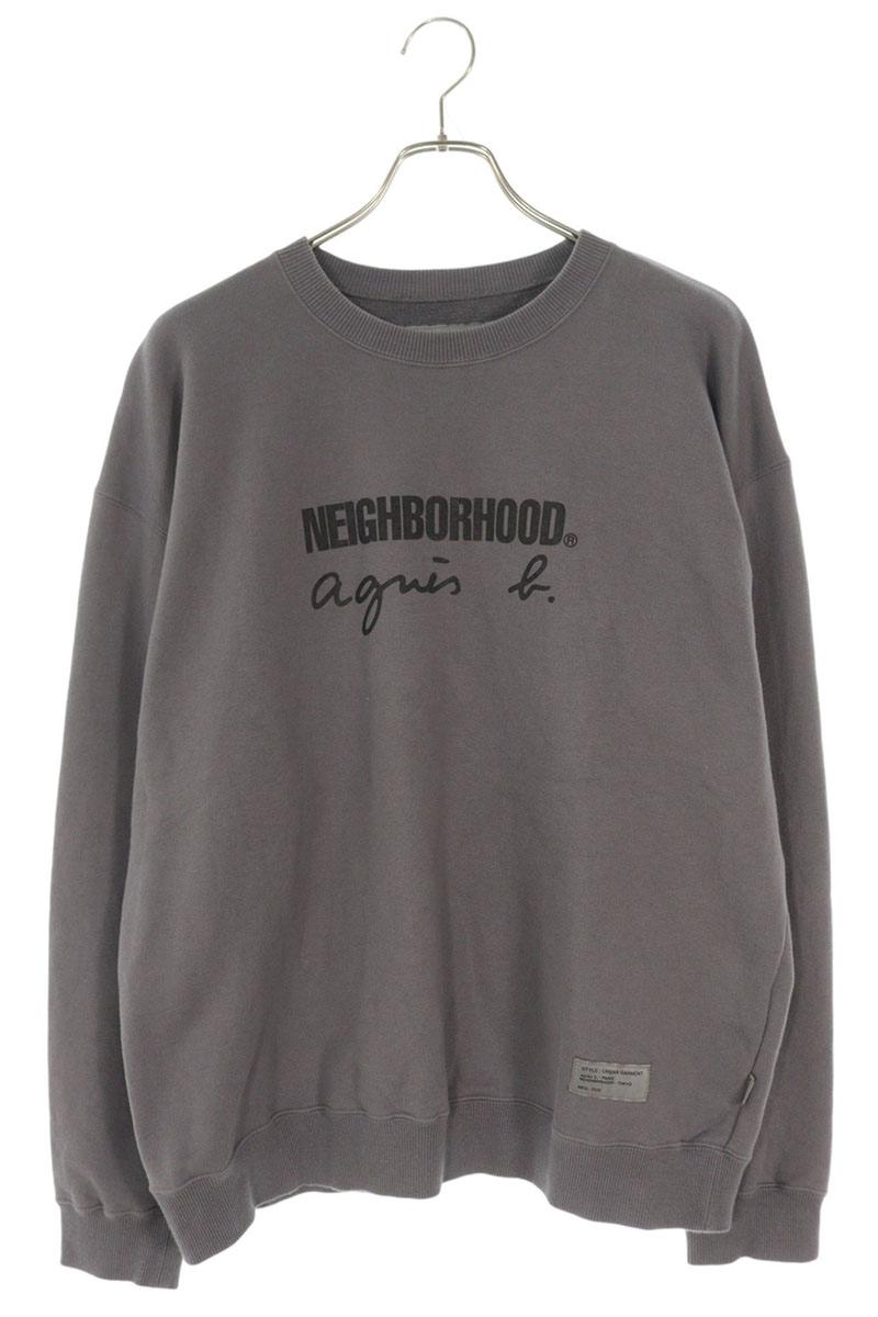 agnes b. x Neighborhood 25AW Logo Print Crewneck Sweatshirt Gray Size XL