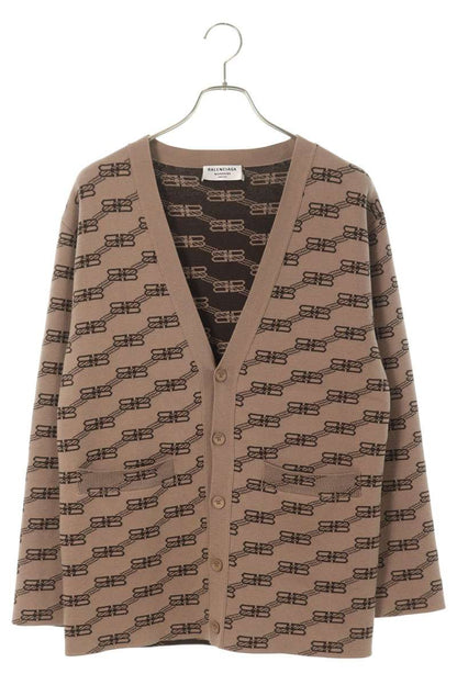 Balenciaga BB Logo All-Over Print Cardigan Brown Size S