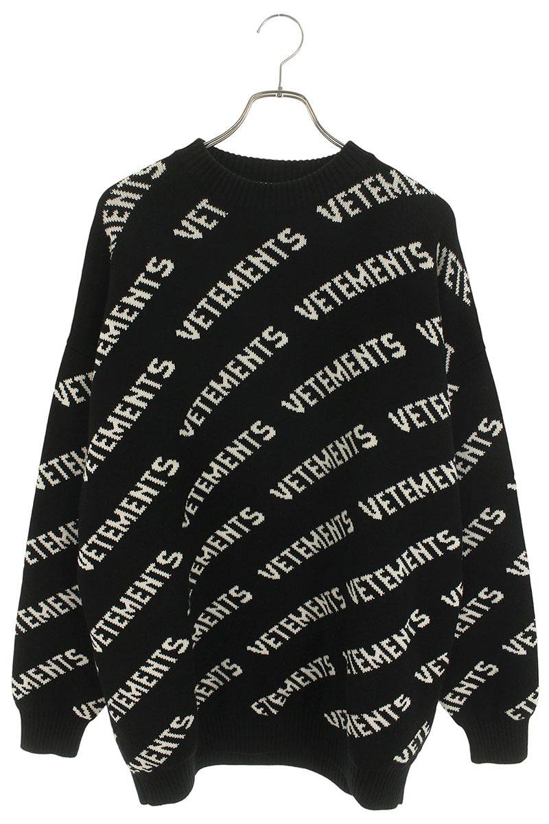 Vetements Logo Knit Sweater Black x White Size S