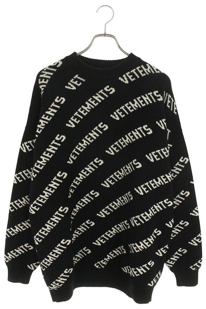 Vetements Logo Knit Sweater Black x White Size S