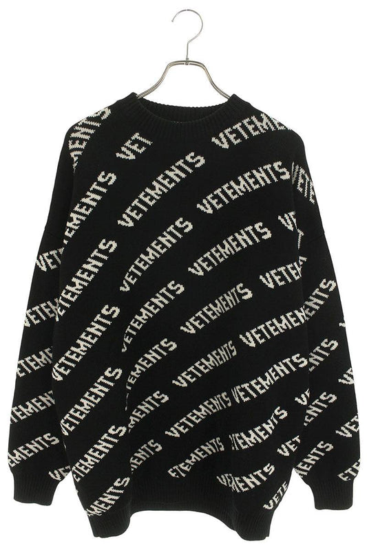 Vetements Logo Knit Sweater Black x White Size S