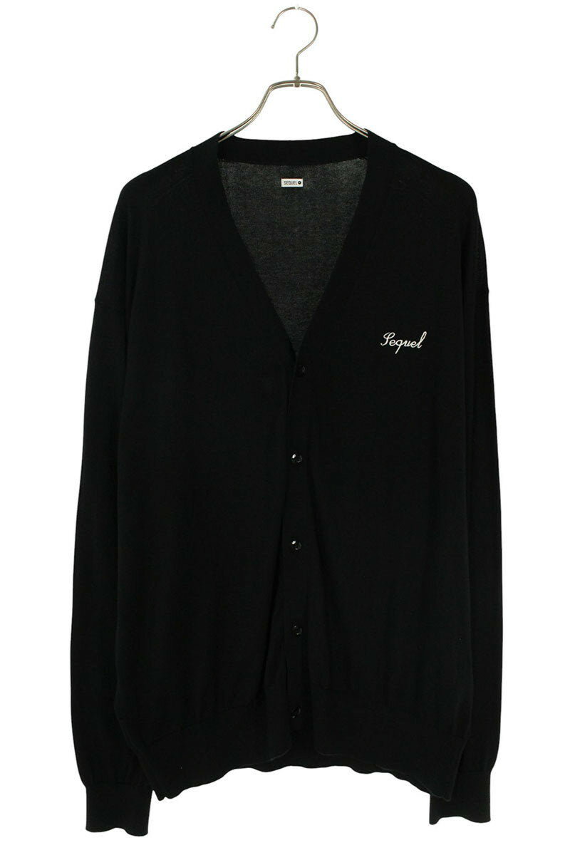SEQUEL Logo Embroidered Knit Cardigan Black Size L