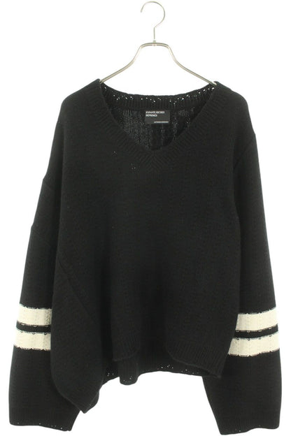 Vintage Enfants Riches Deprimes Tops - ENFANTS RICHES DEPRIMES COLLEGIATE STRIPES ASYMMETRICAL SWEATER cashmere Black Size L - Authentic Archive