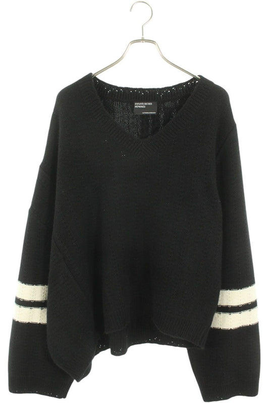 Vintage Enfants Riches Deprimes Tops - ENFANTS RICHES DEPRIMES COLLEGIATE STRIPES ASYMMETRICAL SWEATER cashmere Black Size L - Authentic Archive