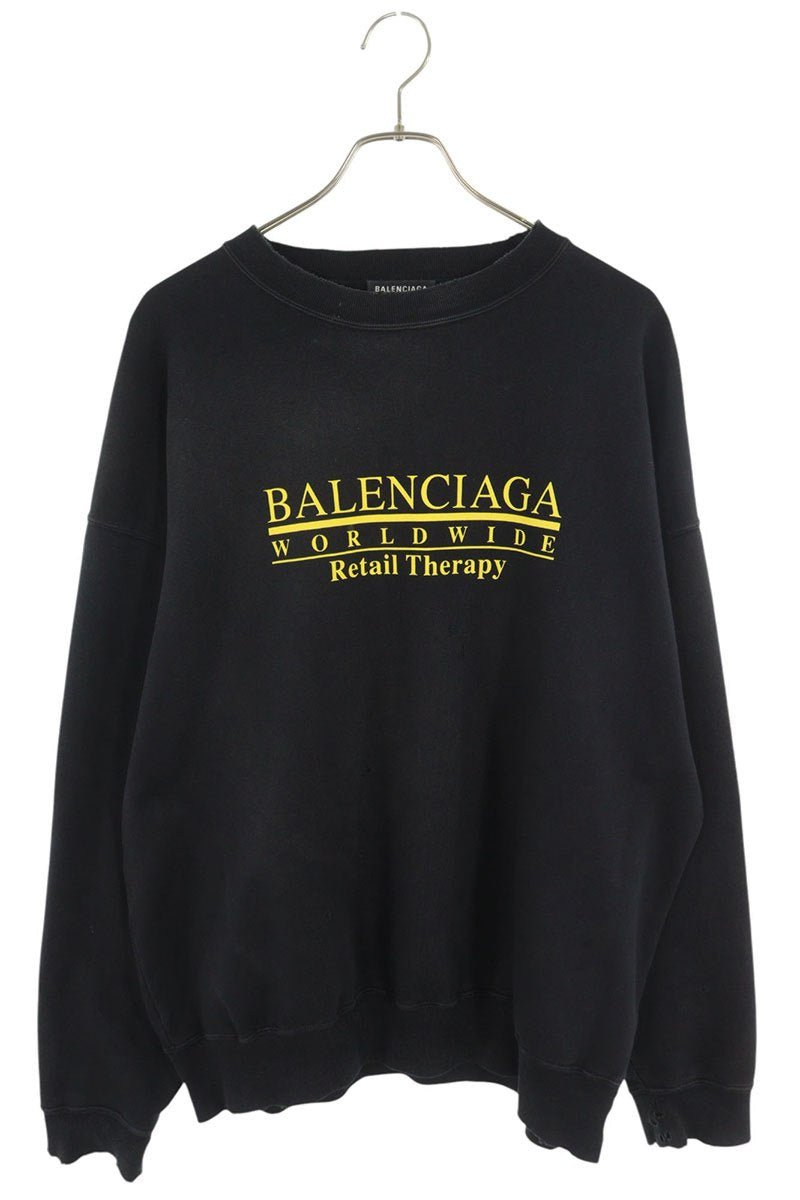 Balenciaga Vintage Logo Print Sweatshirt Black Size S