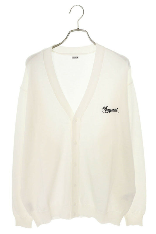 SEQUEL 23AW Logo Embroidered Knit Cardigan White Size L
