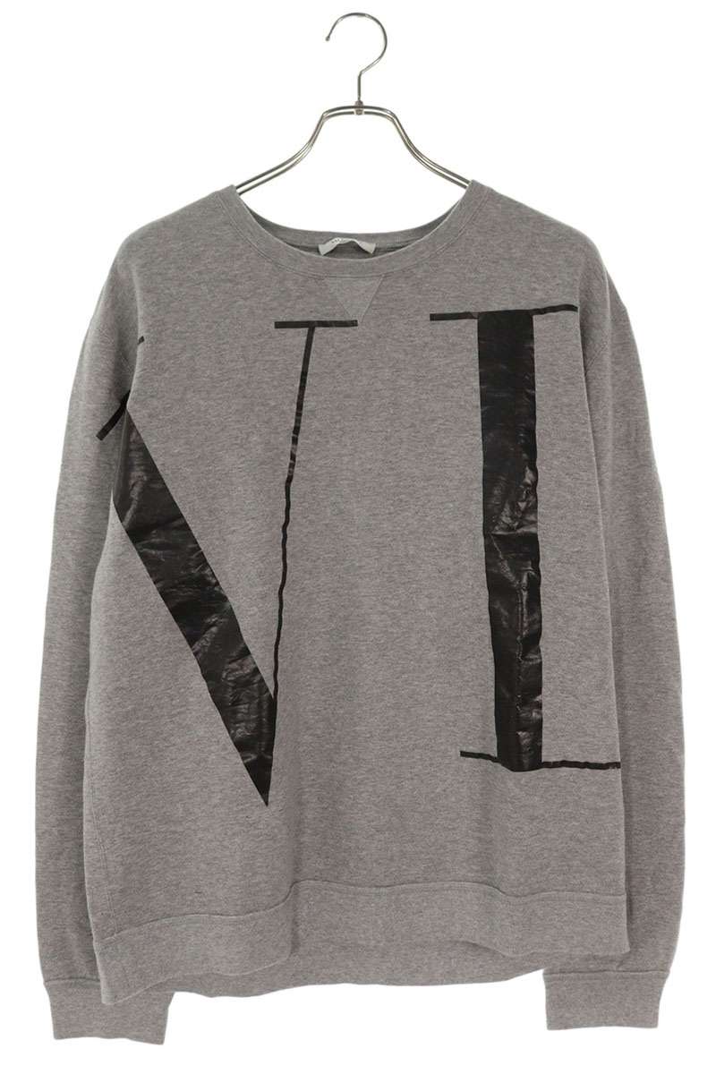 Valentino VLTN Logo Print Crewneck Sweatshirt Gray Size XL
