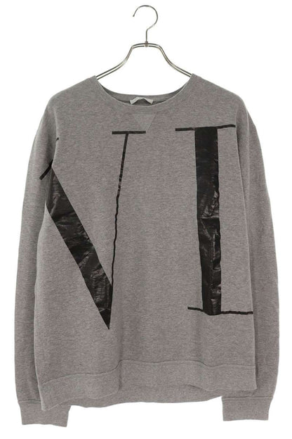 Valentino VLTN Logo Print Crewneck Sweatshirt Gray Size XL