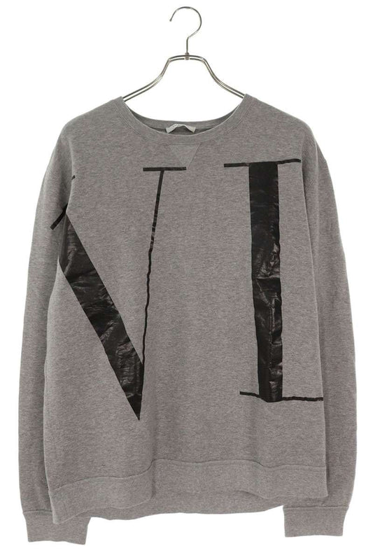 Valentino VLTN Logo Print Crewneck Sweatshirt Gray Size XL