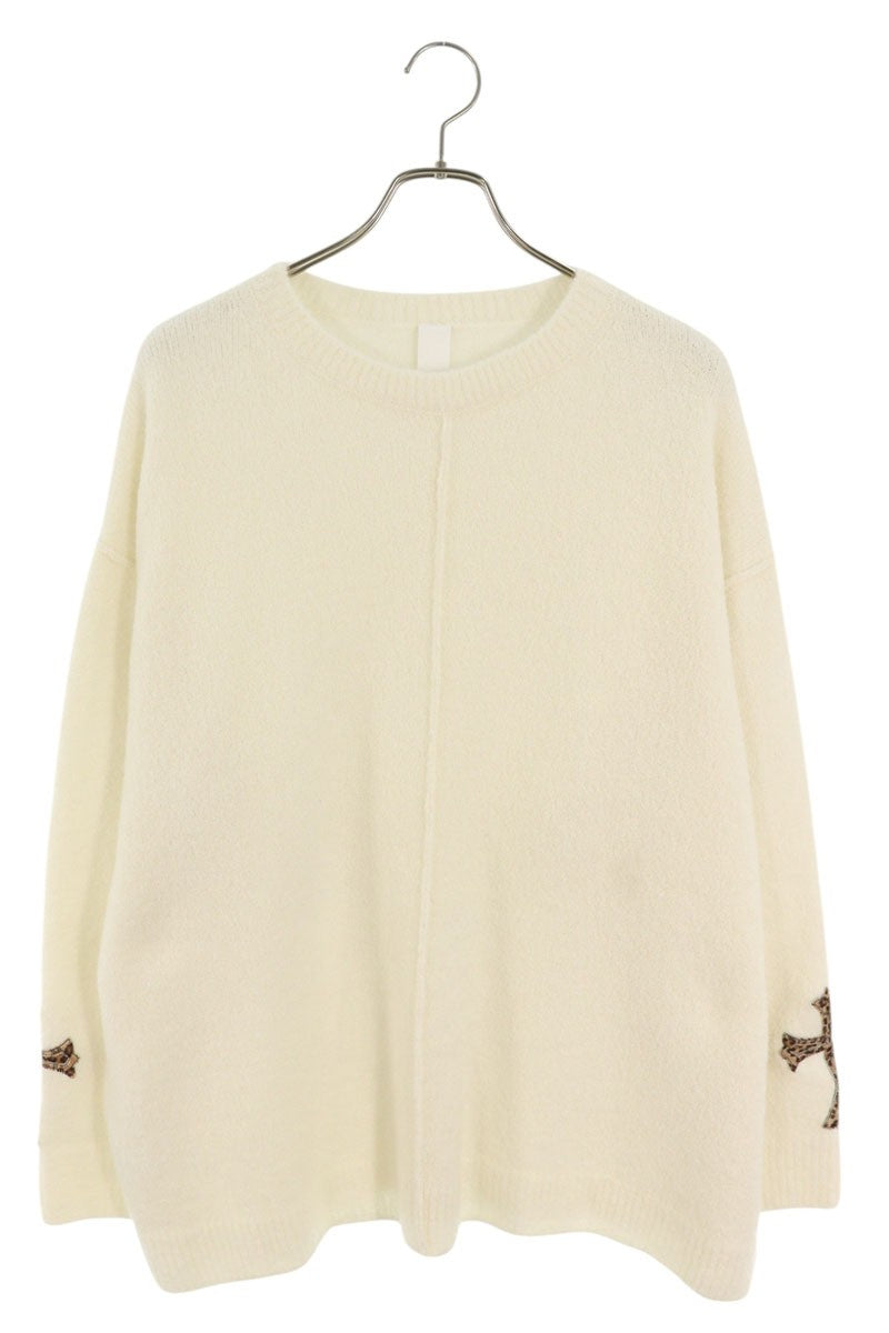 Vintage Chrome hearts Tops - Chrome Hearts OVERCAST CREW Crewneck Knit Sweater White Size L - Authentic Archive