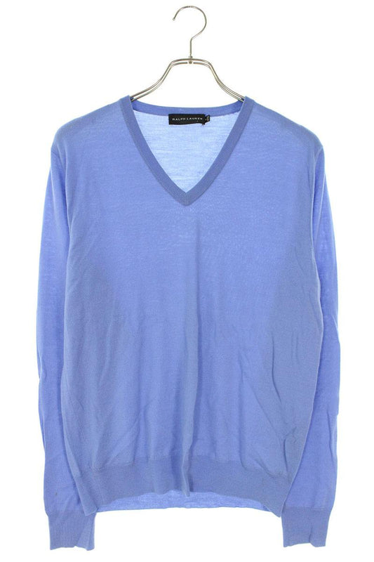 Ralph Lauren V-Neck Wool Cashmere Knit Blue Size M