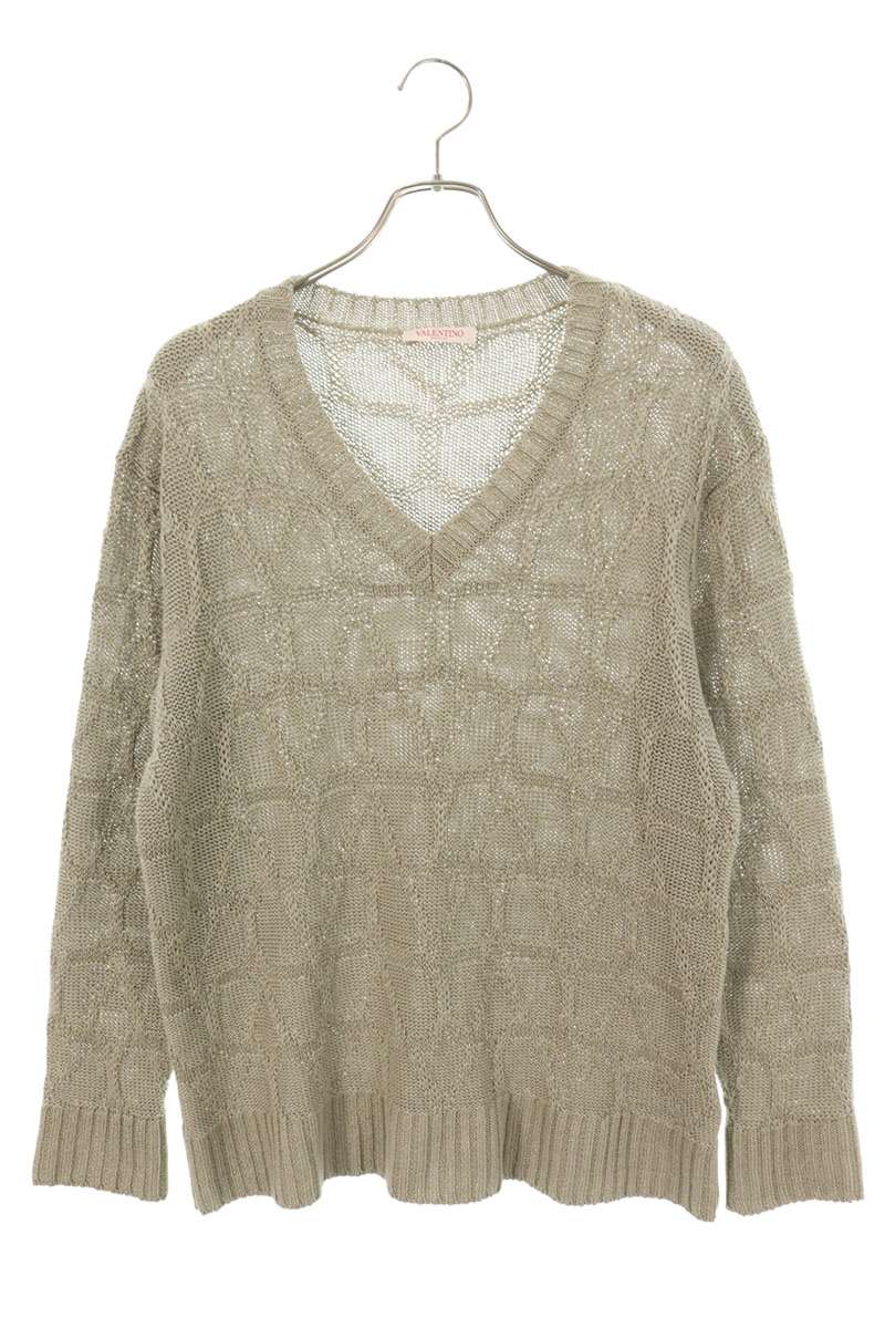 Valentino V-Neck Knit Sweater Beige Size XS