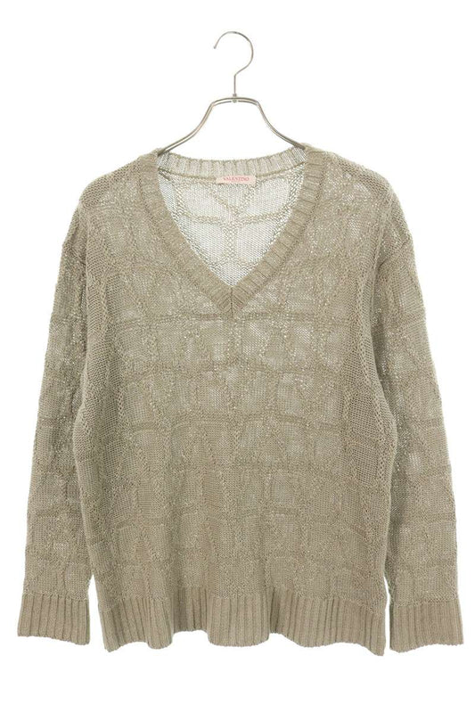 Valentino V-Neck Knit Sweater Beige Size XS