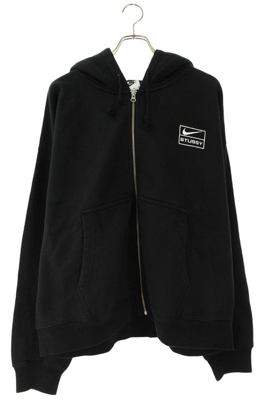 Stussy x Nike 25AW Logo Embroidered Zip Up Hoodie Black Size XL