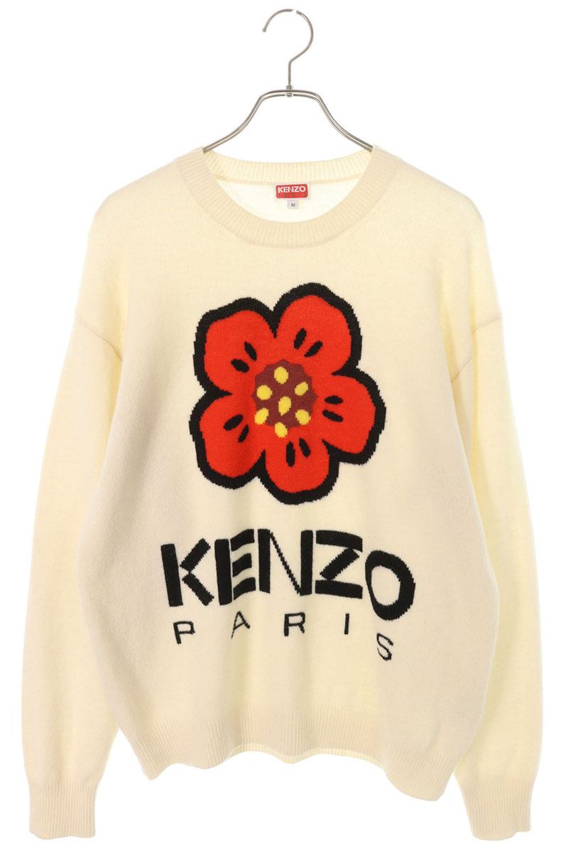 Kenzo Logo Knit Sweater White x Red Size M