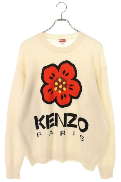 Kenzo Logo Knit Sweater White x Red Size M