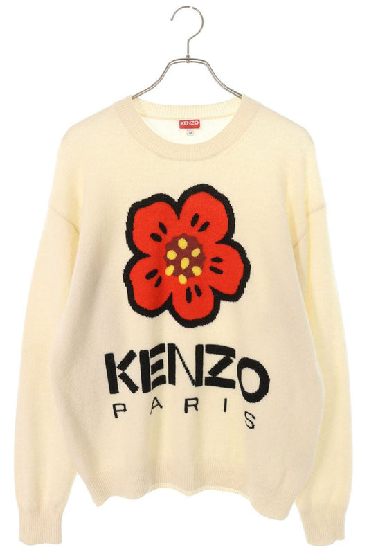 Kenzo Logo Knit Sweater White x Red Size M