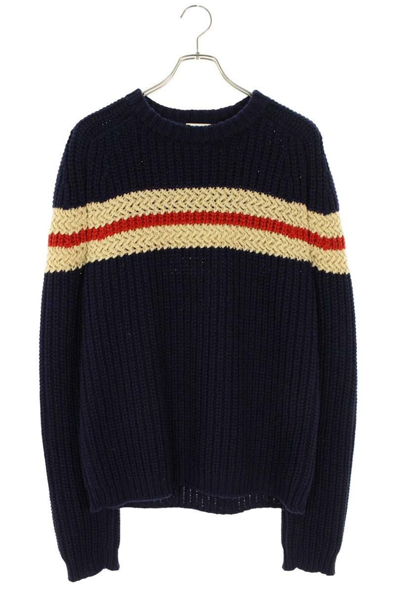 Saint Laurent Paris Striped Knit Sweater Blue Size S