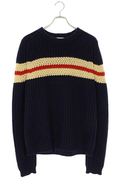 Saint Laurent Paris Striped Knit Sweater Blue Size S