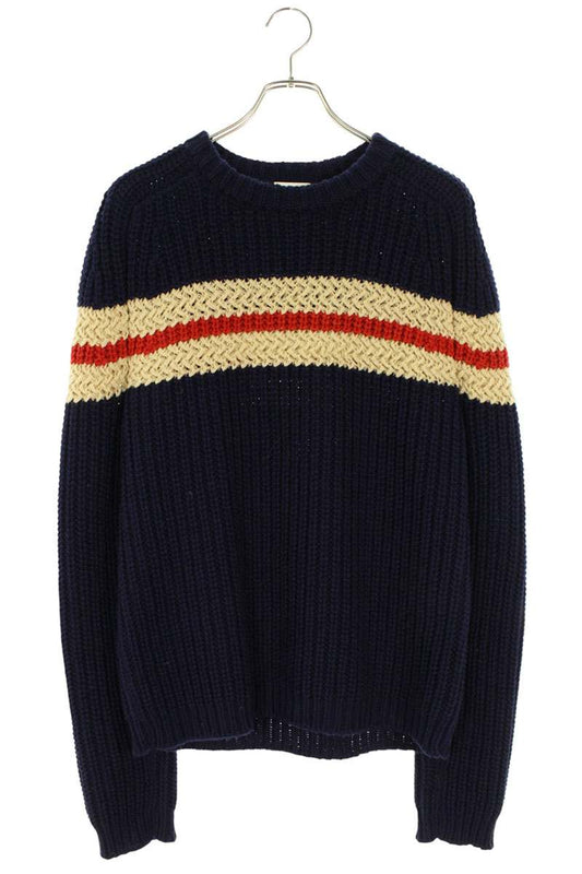 Saint Laurent Paris Striped Knit Sweater Blue Size S