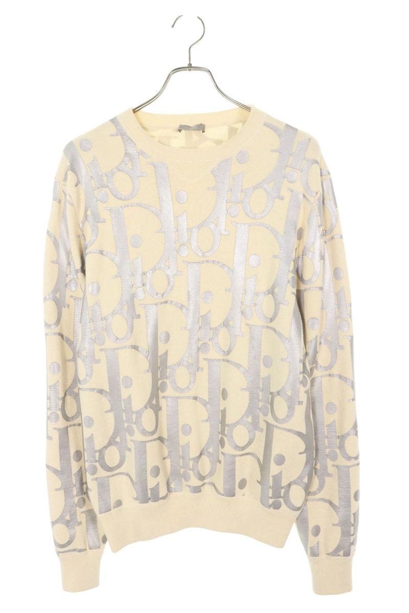Dior 21SS All-Over Print Knit Sweater White x Silver Size M