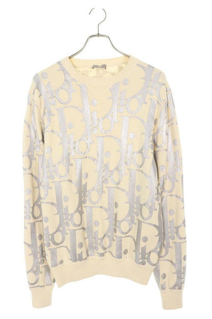 Dior 21SS All-Over Print Knit Sweater White x Silver Size M