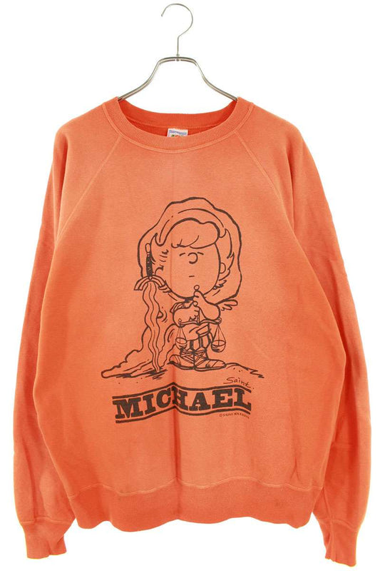 Saint Michael 23AW Print Vintage Sweatshirt Orange Size XL