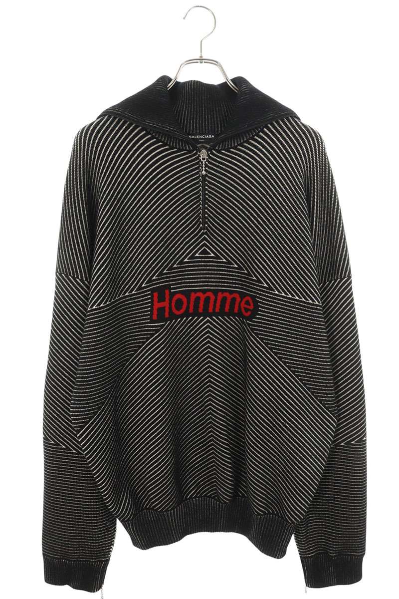 Balenciaga 17AW HOMME Zip Up Knit Sweater Black x Gray Size S