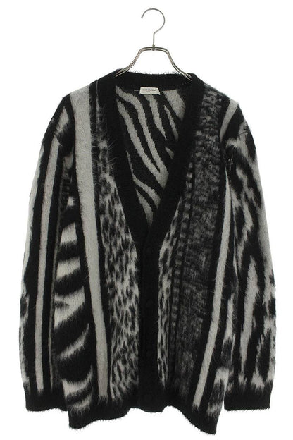 Saint Laurent Paris Knit Cardigan Black x White Size L