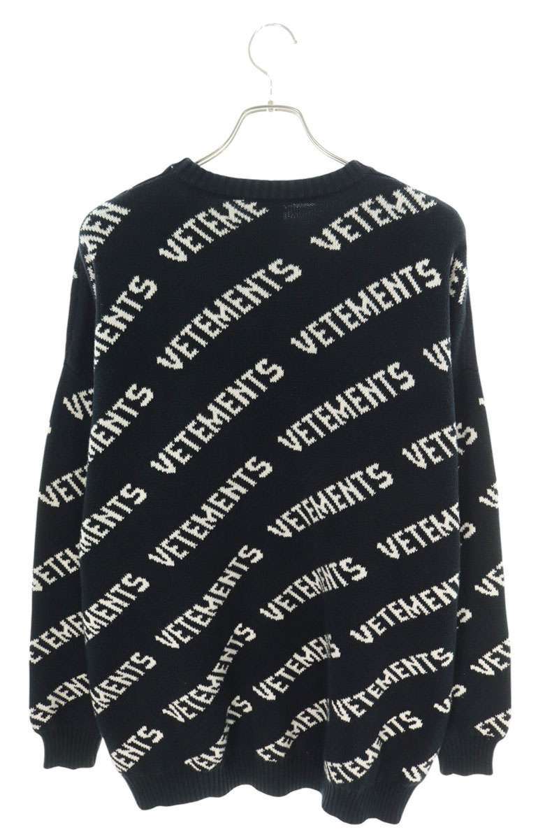 Vetements Logo All-Over Print Knit Sweater Black x White Size S