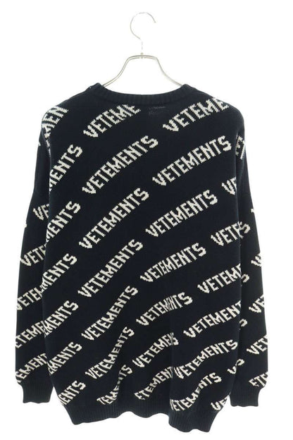 Vetements Logo All-Over Print Knit Sweater Black x White Size S