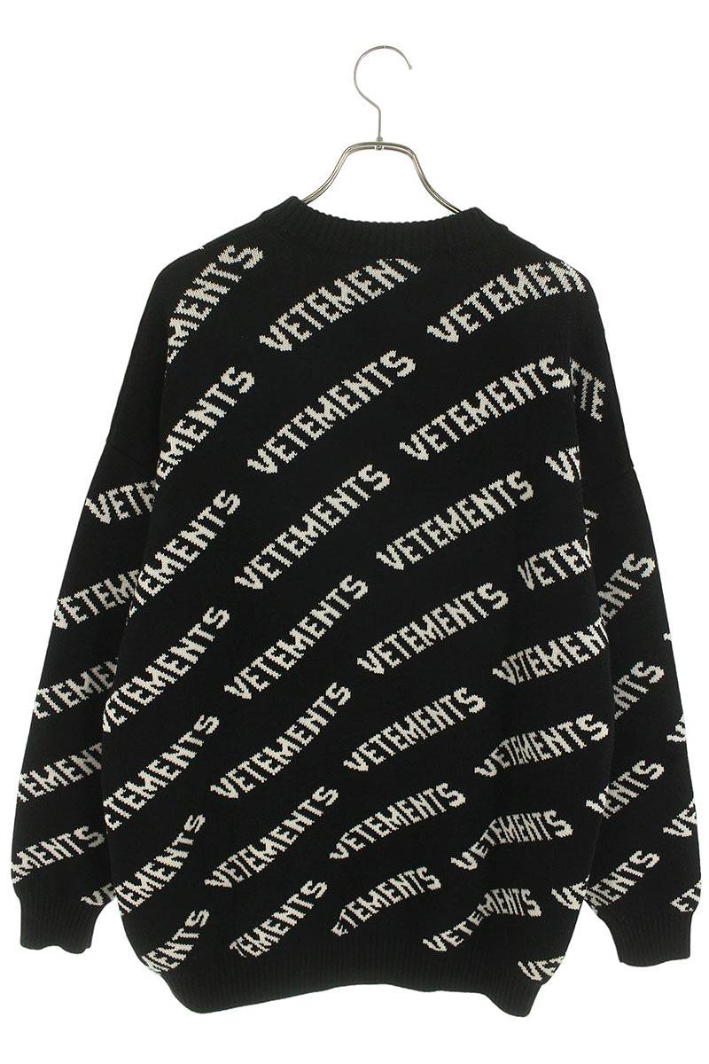Vetements Logo Knit Sweater Black x White Size S