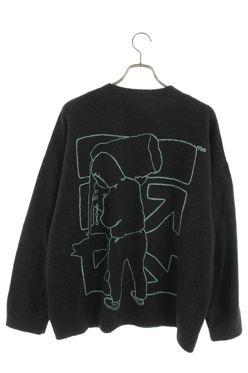 Off-White 20AW Embroidered Knit Sweater Gray Size L