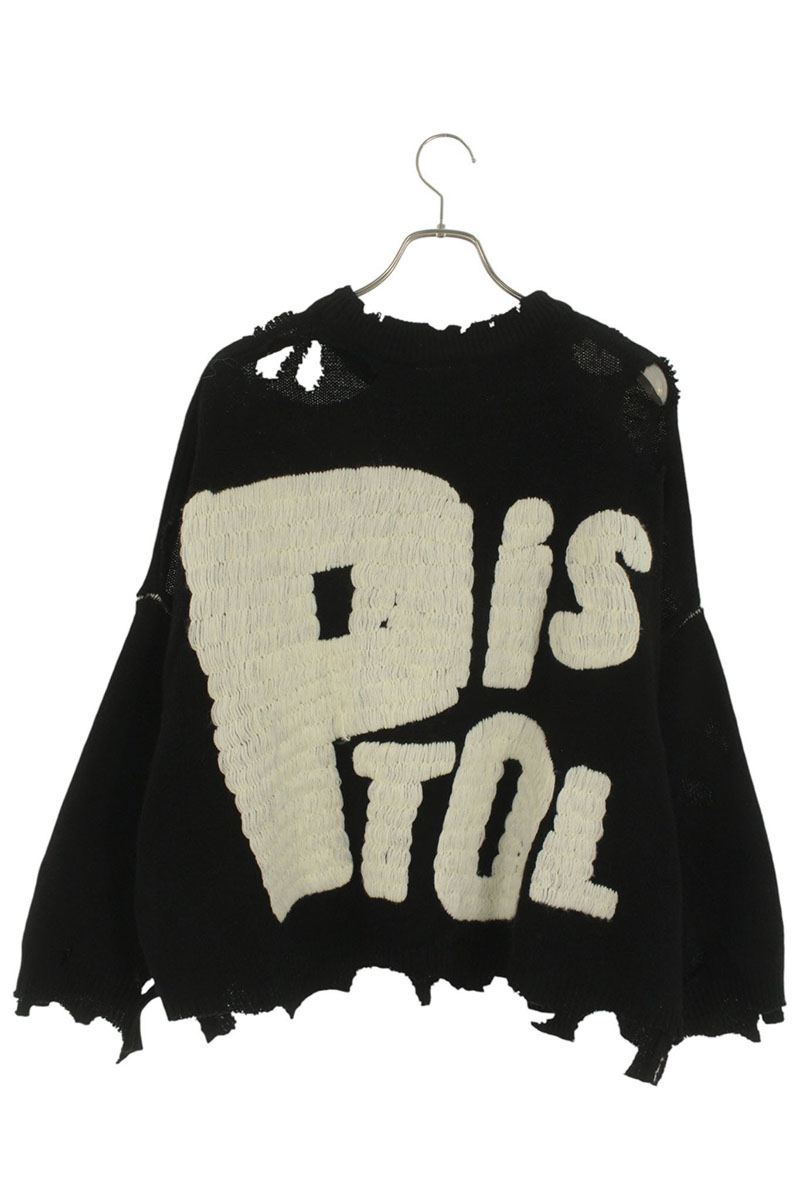 Saint Michael Pistols Distressed Knit Sweater Black Size S