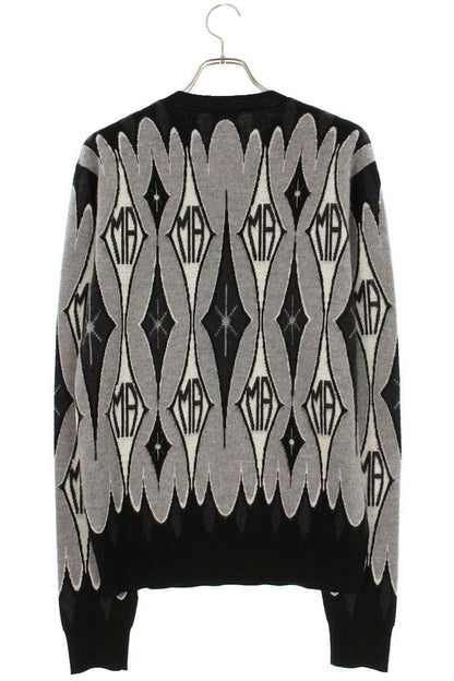 Amiri Crewneck Wool Knit Sweater Gray x Black Size M