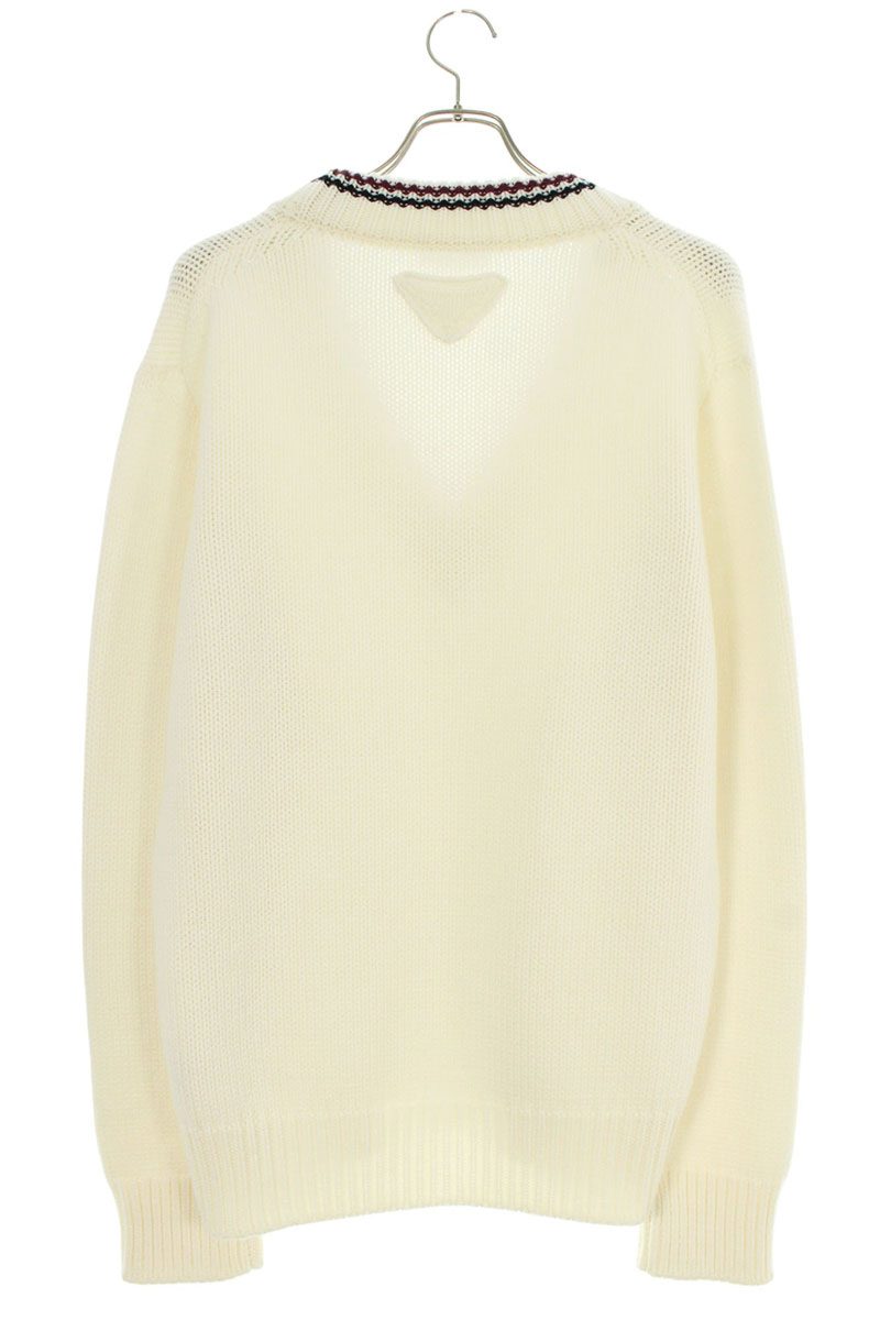 Prada V-Neck Cashmere Knit Sweater White Size S