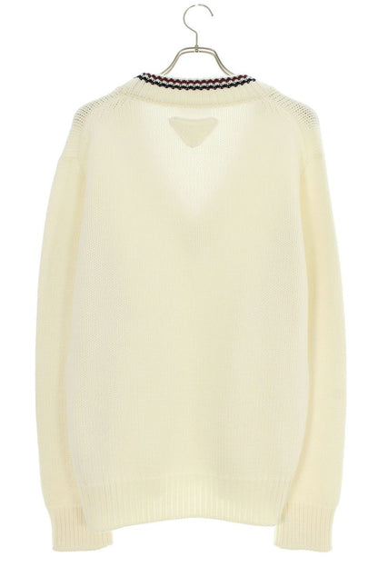 Prada V-Neck Cashmere Knit Sweater White Size S