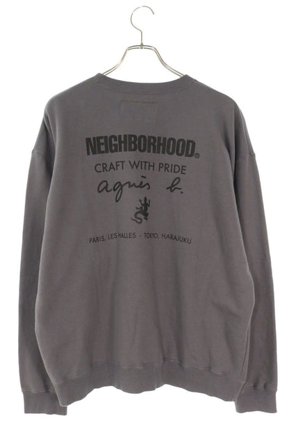 agnes b. x Neighborhood 25AW Logo Print Crewneck Sweatshirt Gray Size XL