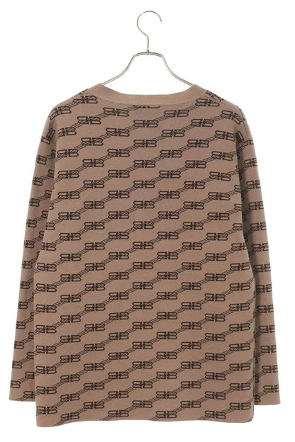 Balenciaga BB Logo All-Over Print Cardigan Brown Size S