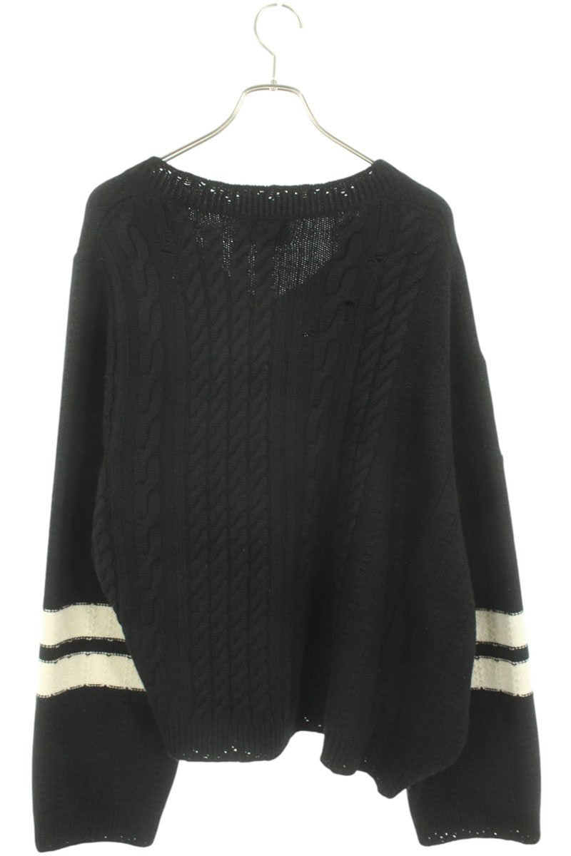 Vintage Enfants Riches Deprimes Tops - ENFANTS RICHES DEPRIMES COLLEGIATE STRIPES ASYMMETRICAL SWEATER cashmere Black Size L - Authentic Archive