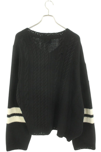 Vintage Enfants Riches Deprimes Tops - ENFANTS RICHES DEPRIMES COLLEGIATE STRIPES ASYMMETRICAL SWEATER cashmere Black Size L - Authentic Archive
