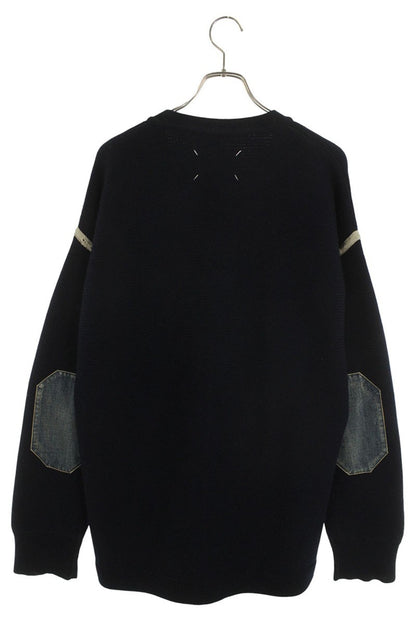 Maison Margiela 22AW Distressed Denim Elbow Patch Cardigan Blue Size S