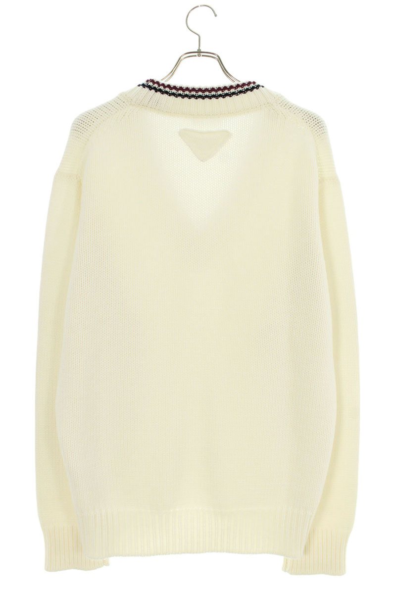 Prada V-Neck Cashmere Knit Sweater White Size M