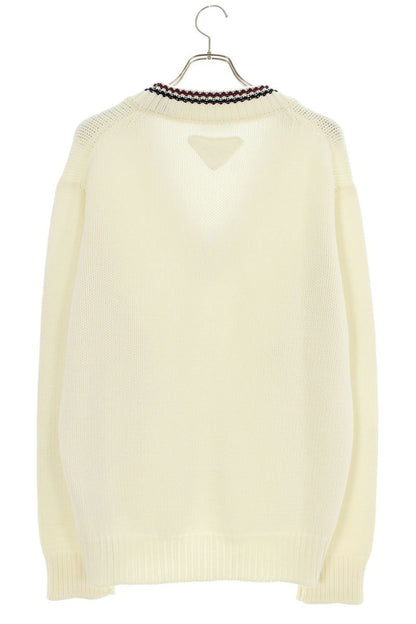 Prada V-Neck Cashmere Knit Sweater White Size M