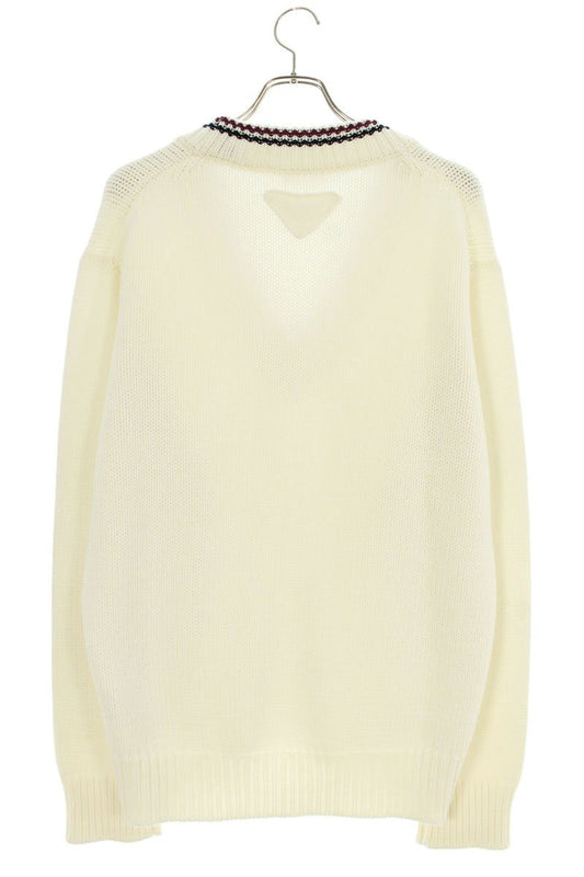 Prada V-Neck Cashmere Knit Sweater White Size M